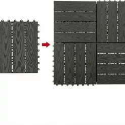 EUGAD WPC-Fliesen, WPC Fliesen Klickfliesen in Holzoptik 11 Stücke für 1m² Grau Anthrazit, Braun, Coffee, Hellgrau -Eugad Möbel Einkaufen cc29659d 78bb 5d4d b1a2 84a53a4366cb