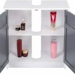 EUGAD Waschbeckenunterschrank Unterschrank Badezimmerschrank Waschtisch Badschrank mit 2 Türen 60x30x60cm aus MDF Weiß+Natur Wei&szlig;+Grau, Wei&szlig;+Natur -Eugad Möbel Einkaufen ccd09dc7 9f56 5e69 b11a 73948731ddf5