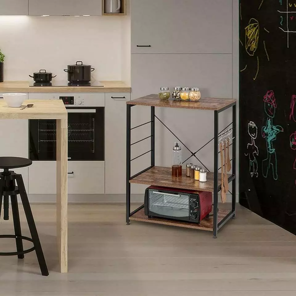 EUGAD Küchenregal, Standregal Bäckerregal, Industrie Design, MDF, Metall, Vintage 2 EUGAD Küchenregal, Standregal Bäckerregal, Industrie Design, MDF, Metall, Vintage – Bild 2