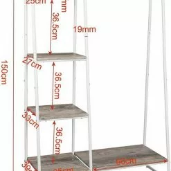 EUGAD Garderobenständer, Kleiderständer,mit Regal, Metall, Holz,im Flur, Wohnzimmer, Dunkelbraun-Schwarz Eiche-Weiß, Sand-Weiß -Eugad Möbel Einkaufen cf5c9b47 7540 5393 ae61 6b2fe2c38a48