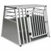 EUGAD Tiertransportbox, Hundetransportbox Alu Hundebox Reisebox Autobox für große Hunde Husky Samojede Weimaraner Border Collie Chow-Chow Shetland Sheepdog 80 x 65 x 65 cm XL Silber