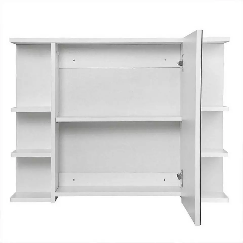 EUGAD Spiegelschrank Badezimmerspiegel Hängeschrank mit 8 Ablagen mit Tür Weiß 4 EUGAD Spiegelschrank Badezimmerspiegel Hängeschrank mit 8 Ablagen mit Tür Weiß – Bild 4