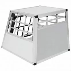 EUGAD Tiertransportbox, Hundetransportbox Alu Hundebox Reisebox Autobox für kleine/mittlere Hunde Französische Bulldogge Beagle Terriers Dackel Shiba Inu 69 x 54 x 50 cm L Schwarz, Silber -Eugad Möbel Einkaufen cff244ed d9b3 545c 8dfc 9aebacdb46ff