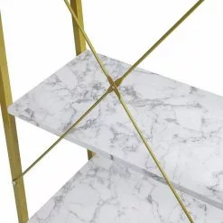 EUGAD Bücherregal, Standregal Bücherregal Metallregal Leiterregal Stufenregal Multifunktionale Regal Industrie Design MDF Metall Schwarz+schwarzer Marmor Golden+Weißer Marmor, Vintage -Eugad Möbel Einkaufen d0321bcb ea75 58d4 a80e 8e3a219c3286