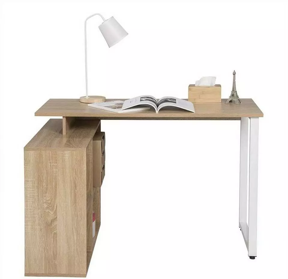 EUGAD Schreibtisch, mit Ablagen Holz 116x75x80cm Dunkelbuche Helleiche, Weiß 13 EUGAD Schreibtisch, mit Ablagen Holz 116x75x80cm Dunkelbuche Helleiche, Weiß – Bild 13