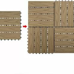 EUGAD WPC-Fliesen, 22er-Set WPC Balkonfliesen 3D Holzstruktur für 2m² Hellbraun -Eugad Möbel Einkaufen d1471b67 1369 5579 b7d0 d81bbc171e87
