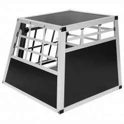 EUGAD Tiertransportbox, Hundetransportbox Alu Hundebox Reisebox Autobox für kleine/mittlere Hunde Französische Bulldogge Beagle Terriers Dackel Shiba Inu 69 x 54 x 50 cm L Schwarz, Silber -Eugad Möbel Einkaufen d1c034a2 47bb 5820 9028 08df821c5889