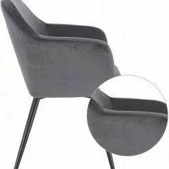 EUGAD Polsterstuhl (1 Stück), Küchenstuhl Samt Stuhl Sessel mit Armlehne, Metallbeine, für Esszimmer Wohnzimmer, Schwarz Dunkelgrau -Eugad Möbel Einkaufen d2739e2e 5b42 5741 b5e0 9d19bc335448