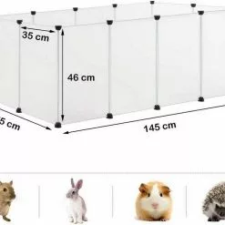 EUGAD Freigehege, Freigehege für Kaninchen Hasen Meerschweinchen Welpenauslauf DIY, 12 Platten 145 x 75 x 46 cm Grau, Schwarz, Transparent, Weiß -Eugad Möbel Einkaufen d3b47f27 3c06 55d8 bdd8 924fa564fb08