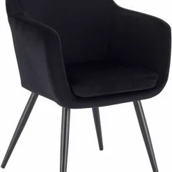 EUGAD Polsterstuhl (1 Stück), Küchenstuhl Samt Stuhl Sessel mit Armlehne, Metallbeine, für Esszimmer Wohnzimmer, Schwarz Dunkelgrau