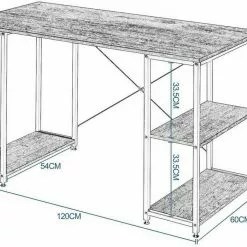 EUGAD Schreibtisch, Bürotisch PC-Tisch mit Ablage aus Metall und Holz, 120x60x75cm, Vintage -Eugad Möbel Einkaufen d4c5ac32 f2d0 5b0e 857c a65bd3abef63