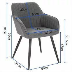 EUGAD Esszimmerstuhl, Küchenstuhl aus Leinen mit Armlehne Dunkelgrau, Hellgrau -Eugad Möbel Einkaufen d4ca41d0 c370 5815 8913 65420c82ce86