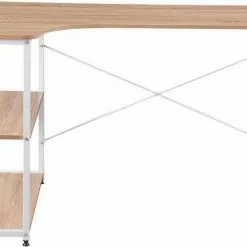 EUGAD Schreibtisch, PC-Tisch Bürotisch Arbeitstisch mit Bücherregal Holz 120x74x71,5 cm Hell Eiche Holz Vintage, Weiß+Hell Eiche -Eugad Möbel Einkaufen d55588e5 b40c 5bf9 9830 e641048babac