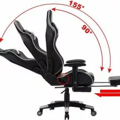 EUGAD Gaming-Stuhl (1 Stück), mit Fußstütze Racing Stuhl Drehstuhl Bürostuhl Schreibtischstuhl PC Stuhl mit Wippfunktion Höhenverstellbar Kunstleder Weiß Grau, Rot, Weiß -Eugad Möbel Einkaufen d56ed0c6 f106 4dbc a4e3 007862c4e734