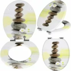 EUGAD WC-Sitz (1-St), Toilettensitz, WC Sitz mit Absenkautomatik, MDF, Holz, Softclose Scharnier Gr&uuml;ne Bl&auml;tter, Holzfarbe, Lilie, Seestern, Seestern Am Strand, Seestern Sonnenuntergang, Stone, &lrm;Lila Blume und Stones -Eugad Möbel Einkaufen d5e0df15 3efa 43d9 a9da 682879f8c68b