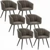 EUGAD 4-Fußstuhl, 6er-Set Esszimmerstuhl Polsterstuhl aus Stoffbezug Grau Dunkelbraun