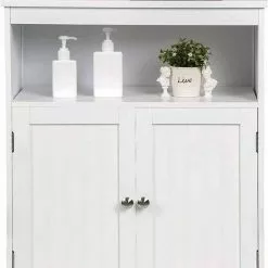 EUGAD Badkommode, Badschrank Beistellschrank, mit Doppeltür, 3 Fächern, MDF, Weiß -Eugad Möbel Einkaufen d626041d 9de4 5674 b593 a369c80057d4