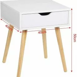 EUGAD Nachttisch, Beistelltisch mit Schublade Nachtkommode, Holzbeine MDF, Grau Wei&szlig; -Eugad Möbel Einkaufen d752bfe8 fe17 561c 83f4 087132d956fa