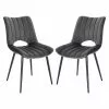 EUGAD Esszimmerstuhl (2 Stück), Küchenstuhl, Polsterstuhl, Wohnzimmerstuhl ohne Armlehne, Metallbeine, Samt, Dunkelgrau Hellgrau, Schwarz