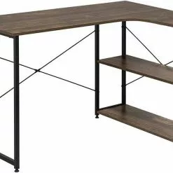 EUGAD Schreibtisch, mit Bücherregal 120x74x71,5 cm Schwarz Marmor Holz Vintage -Eugad Möbel Einkaufen da72b699 59b5 4f0e a3fa 60c1a05e7c1d