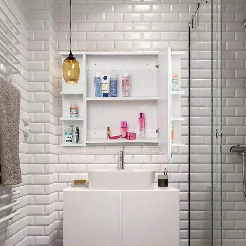 EUGAD Spiegelschrank Badezimmerspiegel Hängeschrank mit 8 Ablagen mit Tür Weiß 2 EUGAD Spiegelschrank Badezimmerspiegel Hängeschrank mit 8 Ablagen mit Tür Weiß – Bild 2