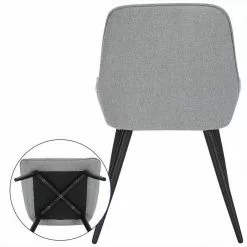 EUGAD Polsterstuhl (2 Stück), Esszimmerstühle aus Leinen mit stabilen Metallbeinen, mit Rückenlehne und gepolsterter Sitzfläche Dunkelgrau, Hellgrau -Eugad Möbel Einkaufen dbee5db7 1848 52fb 8927 c1ad78b5dcde