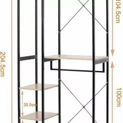 EUGAD Kleiderständer, Garderobenständer mit 7 Ablagen Schwarz-Vintage Schwarz-Hell Eiche -Eugad Möbel Einkaufen dc6c5c7e f1a6 5e56 8e10 8d04ec78a336