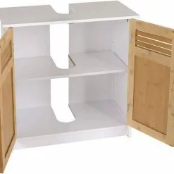 EUGAD Waschbeckenunterschrank Unterschrank Badezimmerschrank Waschtisch Badschrank mit 2 Türen 60x30x60cm aus MDF Weiß+Natur Wei&szlig;+Grau, Wei&szlig;+Natur -Eugad Möbel Einkaufen dc74b7d9 0b78 52d2 b9be bf7faa8d961c