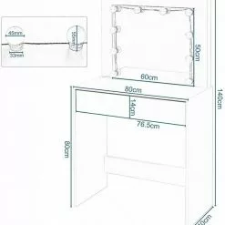 EUGAD Schminktisch, Frisiertisch 10 LED-Lampen mit Schubladen 80x40cm Schwarz Weiß -Eugad Möbel Einkaufen dd7fc324 e9b9 545f ad31 acaeb24e055e