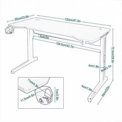EUGAD Gamingtisch, Gaming Tisch mit LED 120x60cm Ergonomischer Schwarz Computertisch Schreibtisch PC Tisch mit Kabelmanagement Becherhalter Kopfhörerhalterung -Eugad Möbel Einkaufen de021958 31ac 58fa 8994 9856a20af6d0