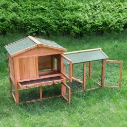 EUGAD Tierhaus, Kaninchenstall Kleintierstall Hasenkäfig, mit Treppe Wetterfest Doppelstöckig, Hellrot -Eugad Möbel Einkaufen de933815 7fa9 5f88 9012 13cc37d1b123