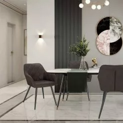 EUGAD Esszimmerstuhl (1 Stück), Wohnzimmerstuhl aus Stoff, Polsterstuhl mit Armlehnen und Rückenlehne, Gestell aus Metall Anthrazit, Braun, Grau -Eugad Möbel Einkaufen df5ae533 79ab 50c2 873c 4c7231775a02