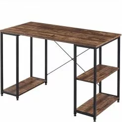 EUGAD Schreibtisch, Bürotisch PC-Tisch mit Ablage aus Metall und Holz, 120x60x75cm, Vintage