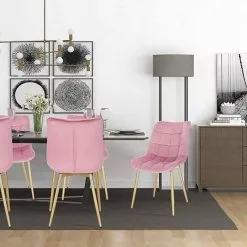 EUGAD Esszimmerstuhl, 4er-Set Küchenstühle Wohnzimmerstuhl mit Rückenlehne, Samt Sitzfläche, Gold Beine Grau Dunkelgr&uuml;n, Rosa, Schwarz -Eugad Möbel Einkaufen dfdaa4ba cd5e 5bdc ae6c b9a9e9dc12b1