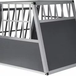 EUGAD Tiertransportbox, Hundetransportbox Alu Hundebox Reisebox Autobox für große Hunde Husky Samojede Weimaraner Border Collie Chow-Chow Shetland Sheepdog 85x65x69 cm Silber Grau -Eugad Möbel Einkaufen e041a5d1 41af 5034 b898 030d78a9b540