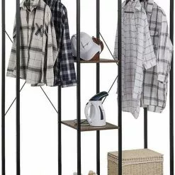 EUGAD Kleiderständer, Wäscheständer Garderobenständer mit Ablage Schwarzrohre und Eiche Platte Schwarz-Hell Eiche, Schwarz-Vintage, Wei&szlig;-Eiche -Eugad Möbel Einkaufen e074243c 47e0 56cf 9e4f ce43f3dff7cd