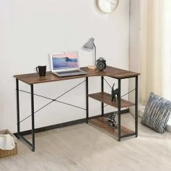EUGAD Schreibtisch, Computertisch Büromöbel Couchtisch mit Ablage Holz Stahl Schwarz+Beigebraun Industrie-design -Eugad Möbel Einkaufen e0f0dd11 569f 5612 b110 5e0bb6a8546d