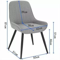 EUGAD Polsterstuhl (2 Stück), Esszimmerstühle aus Leinen mit stabilen Metallbeinen, mit Rückenlehne und gepolsterter Sitzfläche Dunkelgrau, Hellgrau -Eugad Möbel Einkaufen e0fddaa5 cbb0 5028 bc72 91d16856b68e