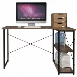 EUGAD Schreibtisch, mit Bücherregal 120x74x71,5 cm Schwarz Marmor Holz Vintage -Eugad Möbel Einkaufen e109ae78 eed0 5841 886e 209bfeaa73a1