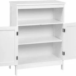 EUGAD Badkommode, Badschrank Beistellschrank, mit Doppeltür, 3 Fächern, MDF, Weiß -Eugad Möbel Einkaufen e15a2794 f9d0 5891 8b26 36dd599bdb3e