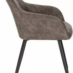 EUGAD Esszimmerstuhl (1 Stück), Wohnzimmerstuhl aus Stoff, Polsterstuhl mit Armlehnen und Rückenlehne, Gestell aus Metall Anthrazit, Braun, Grau -Eugad Möbel Einkaufen e1aa41cd eb99 5f09 bc21 0b5ddd53d2aa