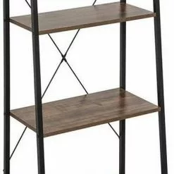 EUGAD Bücherregal, Standregal Bücherregal Metallregal Leiterregal Stufenregal Multifunktionale Regal Industrie Design MDF Metall Schwarz+schwarzer Marmor Golden+Weißer Marmor, Vintage