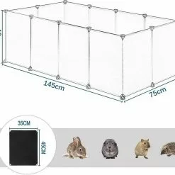 EUGAD Freigehege, Freigehege für Kaninchen Hasen Meerschweinchen Welpenauslauf DIY, 12 Platten 145 x 75 x 46 cm Grau, Schwarz, Transparent, Weiß -Eugad Möbel Einkaufen e31452ec 7269 4c01 9981 5776e873a627