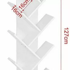 EUGAD Bücherregal, Raumteiler Standregal, mit 8 Ebenen, 40x20x127cm, Weiß -Eugad Möbel Einkaufen e32fff1e 6bb4 586d 89d0 0c12bb2dfc83