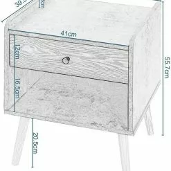 EUGAD Nachttisch (1-St), Nachtkommode, Kommode mit Schubladen und Ablagefach, Nachtschrank Industrial-Design Beistelltisch einfach Aufbau, für Schlafzimmer, Wohnzimmer Grau + Helle Eiche -Eugad Möbel Einkaufen e3642c68 09ce 4e4d bb08 6b80c3b18a71