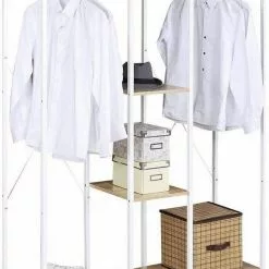 EUGAD Kleiderständer, Wäscheständer Garderobenständer mit Ablage Schwarzrohre und Eiche Platte Schwarz-Hell Eiche, Schwarz-Vintage, Wei&szlig;-Eiche -Eugad Möbel Einkaufen e3be1520 8174 516d b588 9b77196c2d2f