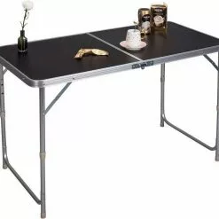 EUGAD Campingtisch, zusammenklappbar Pickniktisch, höhenverstellbar 120x60x55-62-70cm, Tischplatte aus MDF, Grau Eiche, Schwarz, Weiß -Eugad Möbel Einkaufen e44eb2ad 66b7 50ba bed9 0a2afd30e0fc