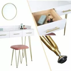 EUGAD Schminktisch, mit 3 Schubladen Tischplatte 100x40cm, Kosmetiktisch für Schlafzimmer, Weiß -Eugad Möbel Einkaufen e6d38908 e191 445c bb52 43929b47fa1e
