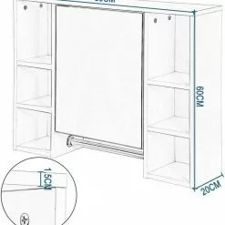 EUGAD Spiegelschrank Hängeschrank mit 8 Ablagen mit Tür 80x20x60cm Weiß -Eugad Möbel Einkaufen e7ef0d2a d312 56d1 b9e6 7fc71a723671
