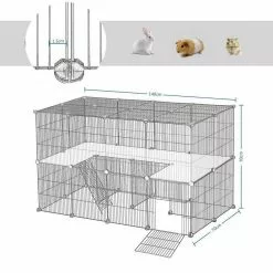 EUGAD Freigehege, Freigehege Kaninchen mit Stauraum Hasen Meerschweinchen Welpenauslauf Laufgitter mit Tür&Treppe DIY Schwarz 41 Platten (35x35cm/Platte) 105 x 70 x 70 cm -Eugad Möbel Einkaufen e8aa7b3e af52 5798 b5c2 41e93cc689a9